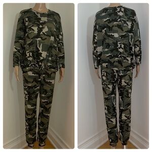 New Olivia Rae Women's Camouflage Printed Long Sleeve 2 Piece Pajamas Set PJs
